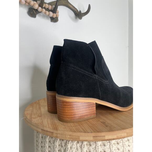 Steve Madden Leo Suede Leather Ankle Boots Size 7.5 Black Minimalist Western - Picture 2 of 10